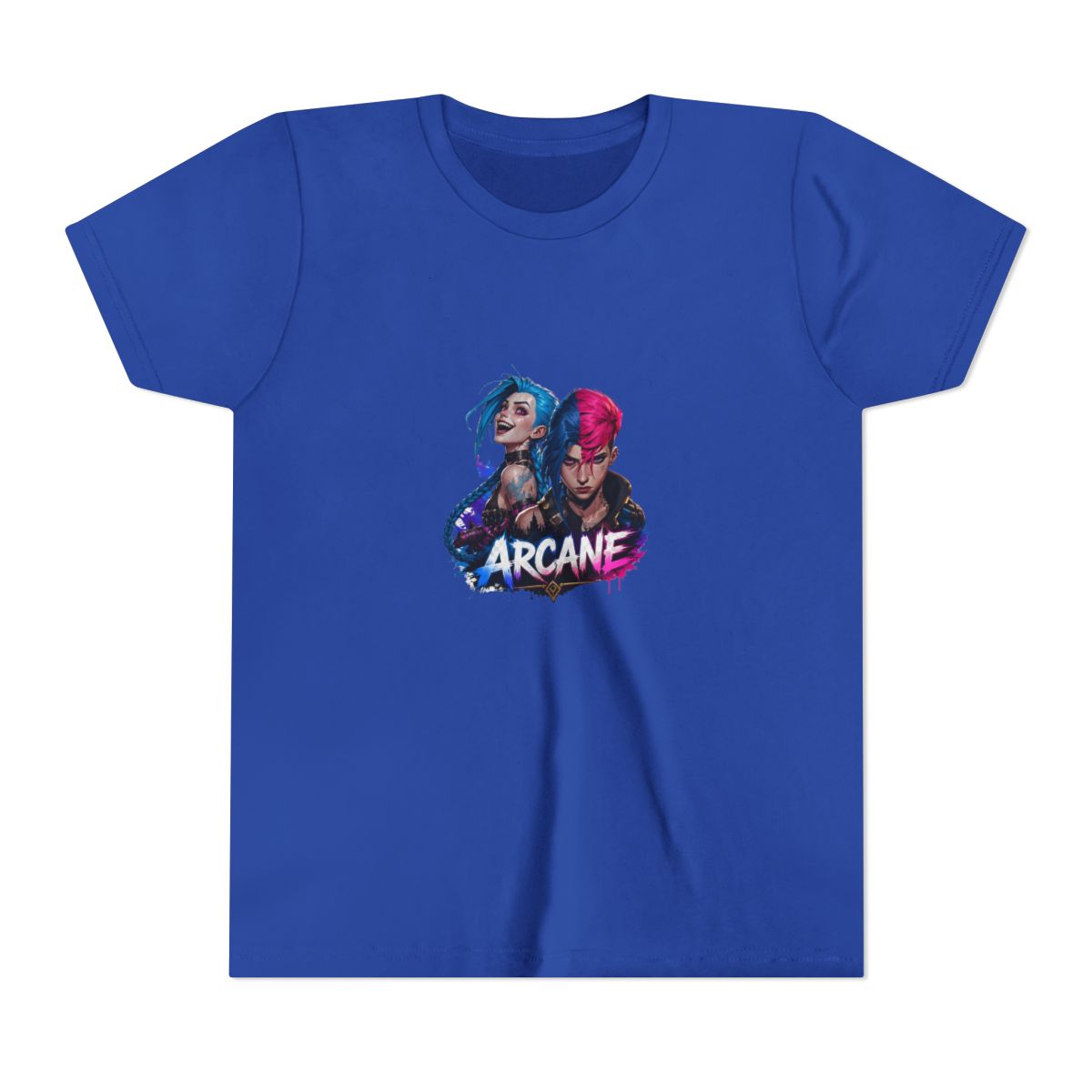 Arcane Vi and Jinx Rivalry Kids T Shirt - League Fan Gift - alternate angle 3, merchandise