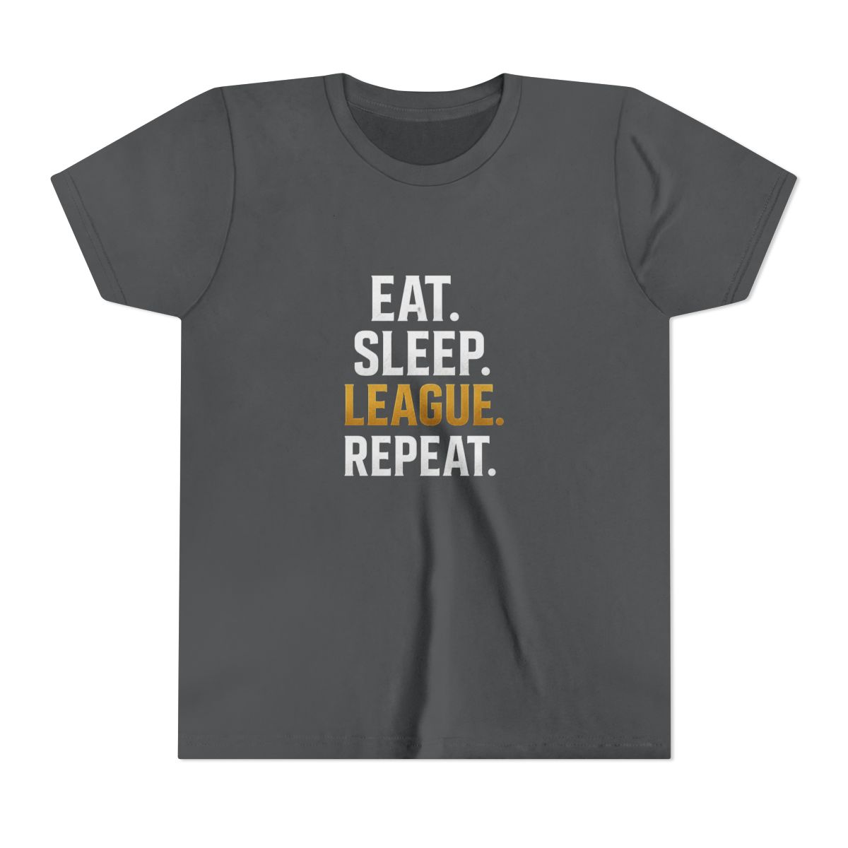 Eat Sleep League Repeat LoL Kids T Shirt - Gamer Life Minimalist Design - alternate angle 5, merchandise
